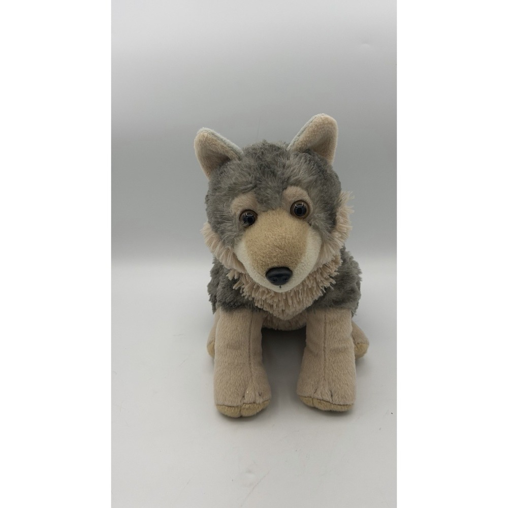 Wild Republic Sitting Grey Brown Timber Wolf Plush 12" Realistic Plush Stuffed